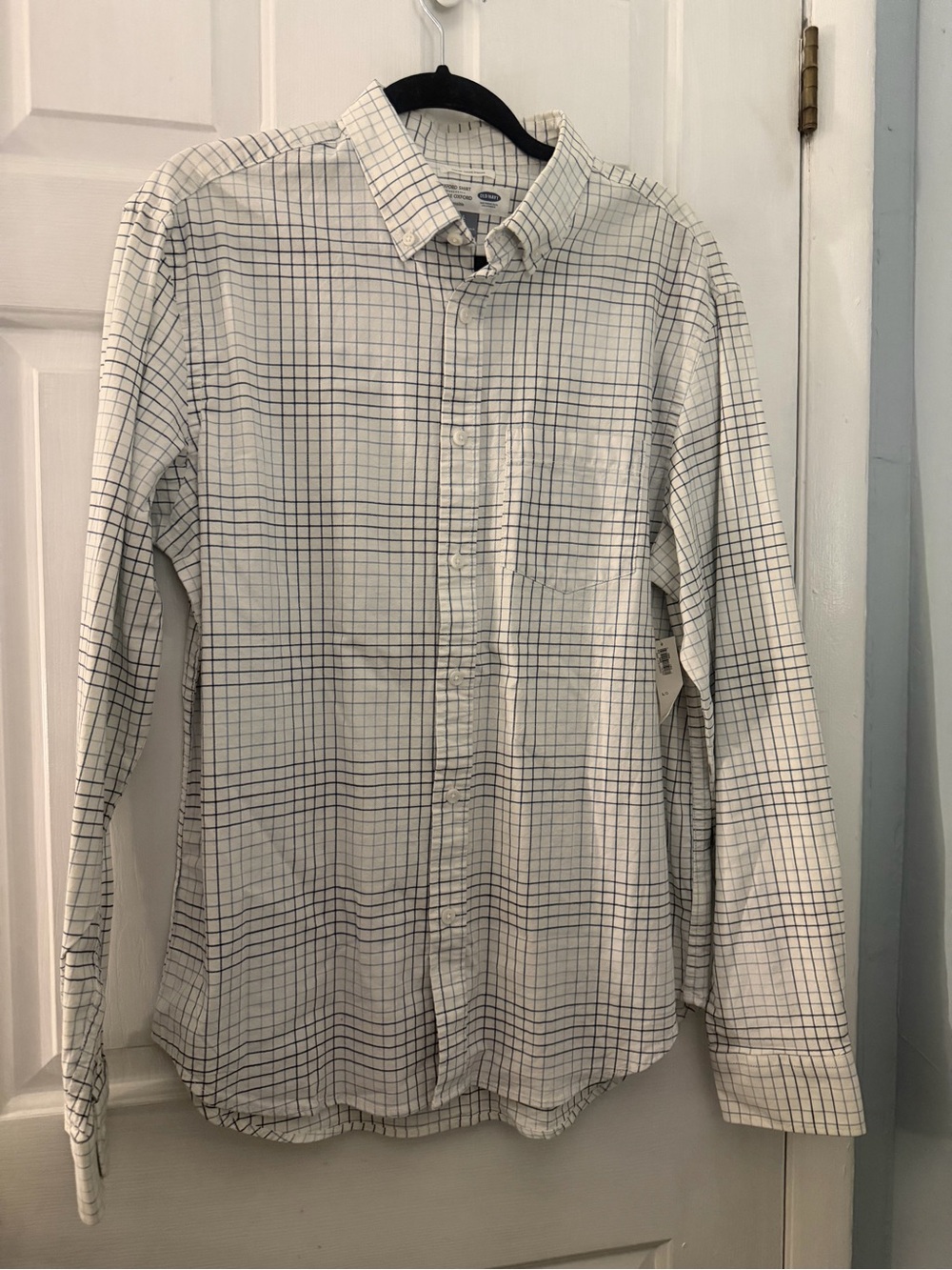 Old Navy Men’s Large Slim Fit Oxford Shirt NWT Blue Plaid Stretch Button Down